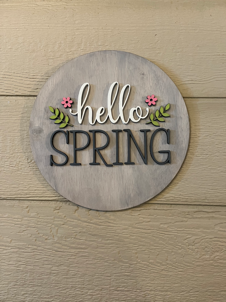 "Hello Spring" Round Sign