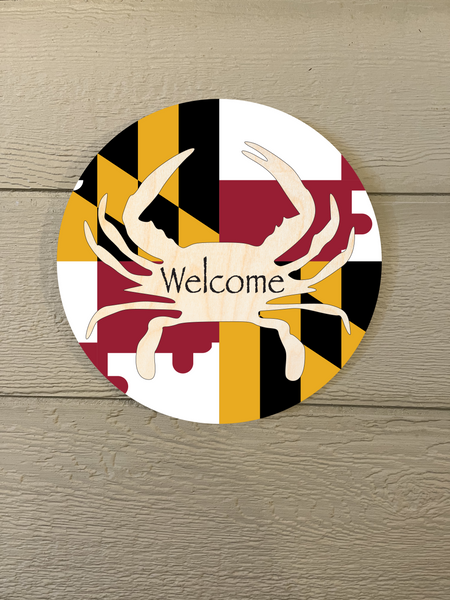 "Maryland with Crab" Round Sign