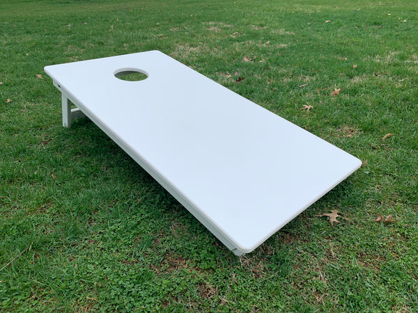 All Weather pro style cornhole boards. Made with solid white pvc tops and frames.