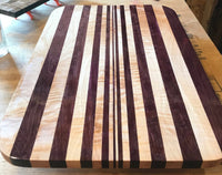 Striped cutting board (purple heart and curly maple pictured)