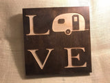 Love sign with camper